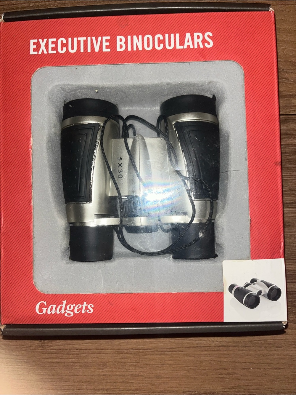 Executive 5x30 Compact Binoculars - Silver & Black